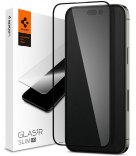 Juodas apsauginis grūdintas stiklas Apple iPhone 14 Pro Max telefonui "Spigen Glas.TR Slim"