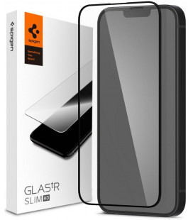 Juodas apsauginis grūdintas stiklas Apple iPhone 13 / 13 Pro / 14 telefonui "Spigen Glas.TR Slim HD"
