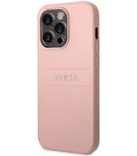 Rožinis dėklas Apple iPhone 14 Pro Max telefonui "Guess PU Leather Saffiano Case"