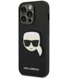 Juodas dėklas Apple iPhone 14 Pro Max telefonui "Karl Lagerfeld PU Saffiano Karl Head Case"