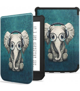 Atverčiamas dėklas Pocketbook Color / Touch Lux 4 / 5 / HD 3 skaityklei "Tech-Protect Smartcase Happy Elephant"