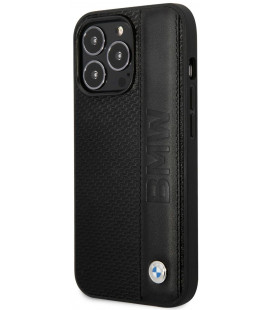 Juodas dėklas Apple iPhone 14 Pro telefonui "BMW Signature Leather Big Logo Case"