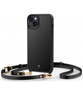 Juodas dėklas su dirželiu Apple iPhone 14 telefonui "Spigen Cyrill Classic Charm MAG Magsafe"