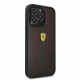Juodas / raudonas dėklas Apple iPhone 14 Pro Max telefonui "Ferrari PU Leather Perforated Case"