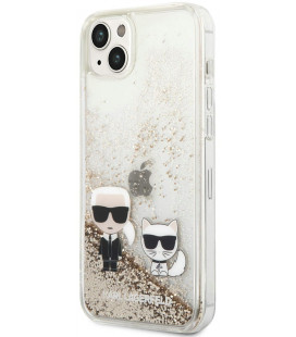 Skaidrus dėklas Apple iPhone 14 Plus telefonui "Karl Lagerfeld Liquid Glitter Karl and Choupette Case"