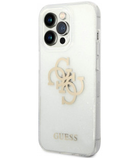 Skaidrus dėklas Apple iPhone 14 Pro telefonui "Guess TPU Big 4G Full Glitter Case"