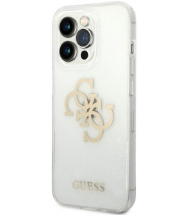Skaidrus dėklas Apple iPhone 14 Pro Max telefonui "Guess TPU Big 4G Full Glitter Case"