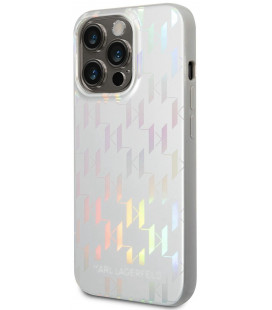 Sidabrinės spalvos dėklas Apple iPhone 14 Pro telefonui "Karl Lagerfeld Iridescent Monogram Case"