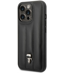 Juodas dėklas Apple iPhone 14 Pro telefonui "Karl Lagerfeld Quilted Puffy Ikonik Logo Case"