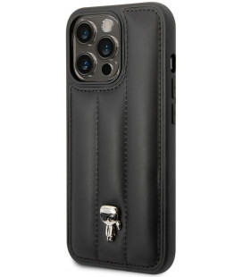 Juodas dėklas Apple iPhone 14 Pro Max telefonui "Karl Lagerfeld Quilted Puffy Ikonik Logo Case"