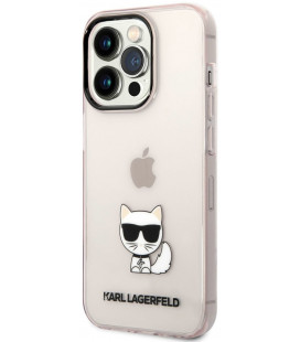 Rožinis dėklas Apple iPhone 14 Pro telefonui "Karl Lagerfeld Choupette Logo Case"