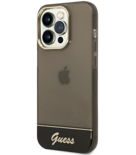 Juodas dėklas Apple iPhone 14 Pro telefonui "Guess PC/TPU Camera Outline Translucent Case"