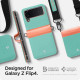 Mėtos spalvos / oranžinis dėklas su dirželiu Samsung Galaxy Flip 4 telefonui "Spigen Compoty"