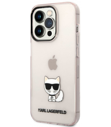 Rožinis dėklas Apple iPhone 14 Pro Max telefonui "Karl Lagerfeld Choupette Logo Case"