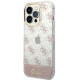 Rožinis dėklas Apple iPhone 14 Pro Max telefonui "Guess PC/TPU Peony Glitter Script Logo Case"