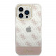 Rožinis dėklas Apple iPhone 14 Pro Max telefonui "Guess PC/TPU Peony Glitter Script Logo Case"