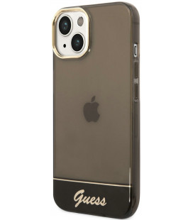 Juodas dėklas Apple iPhone 14 telefonui "Guess PC/TPU Camera Outline Translucent Case"
