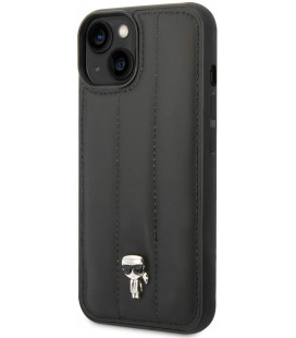 Juodas dėklas Apple iPhone 14 telefonui "Karl Lagerfeld Quilted Puffy Ikonik Logo Case"