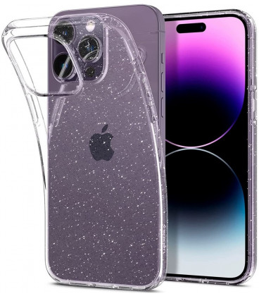 Skaidrus dėklas su blizgučiais Apple iPhone 14 Pro Plus telefonui "Spigen Liquid Crystal Glitter"