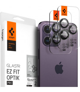 Juoda kameros apsauga Apple iPhone 14 Pro / 14 Pro Max telefono kamerai apsaugoti "Spigen Optik.TR EZ Fit Camera Protector 2-Pac