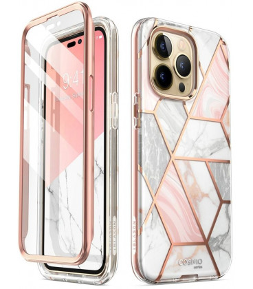 Dėklas su marmuro efektu Apple iPhone 14 Pro telefonui "Supcase Cosmo Marble Pink"