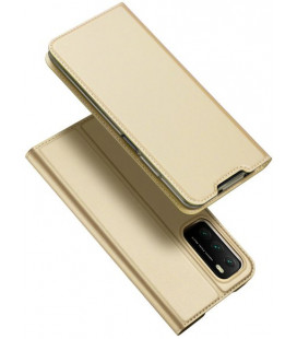 Auksinės spalvos atverčiamas dėklas Xiaomi Redmi 9T / Poco M3 telefonui "Dux Ducis Skin Pro"