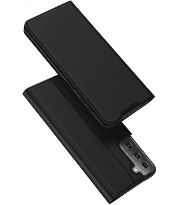 Juodas atverčiamas dėklas Samsung Galaxy S21 telefonui "Dux Ducis Skin Pro"