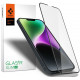 Juodas apsauginis grūdintas stiklas Apple iPhone 13 Pro Max / 14 Plus / 15 Plus telefonui "Spigen Glas.TR Slim HD"
