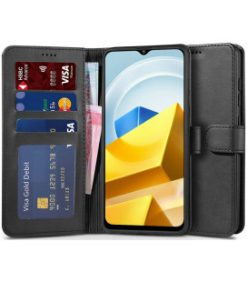 Juodas atverčiamas dėklas Xiaomi Poco M5 telefonui "Tech-Protect Wallet"