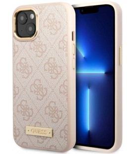 Rožinis dėklas Apple iPhone 14 Plus telefonui "Guess PU 4G MagSafe Compatible Case"