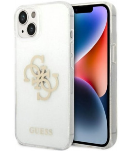 Skaidrus dėklas Apple iPhone 14 Plus telefonui "Guess TPU Big 4G Full Glitter Case"