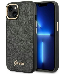 Juodas dėklas Apple iPhone 14 Plus telefonui "Guess PC/TPU 4G Metal Camera Outline Case"