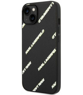 Juodas dėklas Apple iPhone 14 telefonui "Karl Lagerfeld PU Grained Leather Logomania Case"