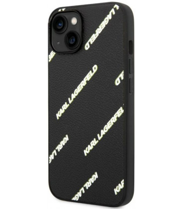 Juodas dėklas Apple iPhone 14 telefonui "Karl Lagerfeld PU Grained Leather Logomania Case"