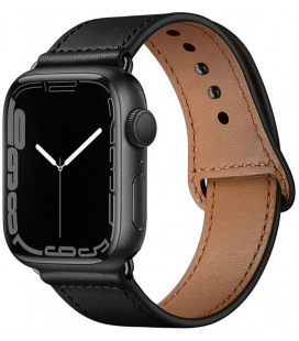 Juoda apyrankė Apple Watch 4 / 5 / 6 / 7 / 8 / SE (38 / 40 / 41 mm) laikrodžiui "Tech-Protect Leatherfit"