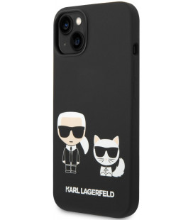 Juodas dėklas Apple iPhone 14 Plus telefonui "Karl Lagerfeld and Choupette Liquid Silicone Case"