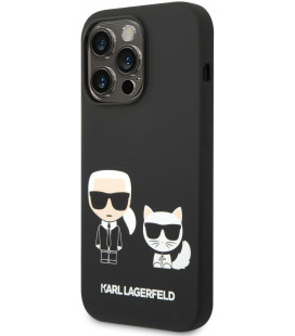 Juodas dėklas Apple iPhone 14 Pro Max telefonui "Karl Lagerfeld and Choupette Liquid Silicone Case"