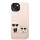 Rožinis dėklas Apple iPhone 14 telefonui "Karl Lagerfeld and Choupette Liquid Silicone Case"