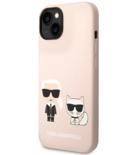 Rožinis dėklas Apple iPhone 14 Plus telefonui "Karl Lagerfeld and Choupette Liquid Silicone Case"