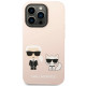 Rožinis dėklas Apple iPhone 14 Pro Max telefonui "Karl Lagerfeld and Choupette Liquid Silicone Case"