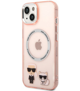 Rožinis dėklas Apple iPhone 14 Plus telefonui "Karl Lagerfeld MagSafe Compatible Case Karl and Choupette"