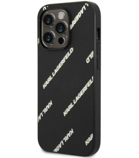 Juodas dėklas Apple iPhone 14 Pro Max telefonui "Karl Lagerfeld PU Grained Leather Logomania Case"