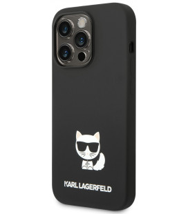 Juodas dėklas Apple iPhone 14 Pro Max telefonui "Karl Lagerfeld Liquid Silicone Choupette Case"