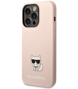 Rožinis dėklas Apple iPhone 14 Pro Max telefonui "Karl Lagerfeld Liquid Silicone Choupette Case"