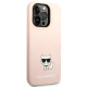 Rožinis dėklas Apple iPhone 14 Pro Max telefonui "Karl Lagerfeld Liquid Silicone Choupette Case"