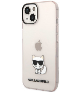Rožinis dėklas Apple iPhone 14 Plus telefonui "Karl Lagerfeld Choupette Logo Case"