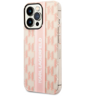 Rožinis dėklas Apple iPhone 14 Pro telefonui "Karl Lagerfeld Monogram Vertical Stripe Case"
