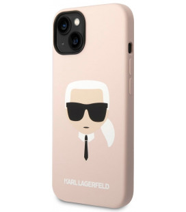 Rožinis dėklas Apple iPhone 14 Plus telefonui "Karl Lagerfeld Liquid Silicone Karl Head Case"