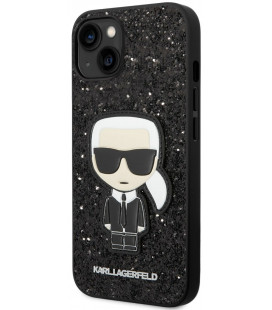 Juodas dėklas Apple iPhone 14 telefonui "Karl Lagerfeld Glitter Flakes Ikonik Case"