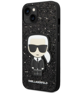 Juodas dėklas Apple iPhone 14 Plus telefonui "Karl Lagerfeld Glitter Flakes Ikonik Case"